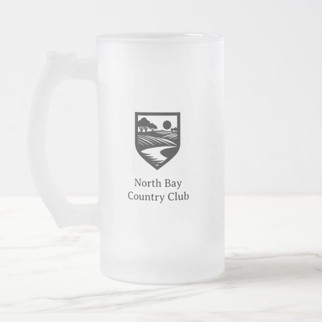 Country Club Logo Frosted Beer Glass Frosted Glass Beer Mug (Left)