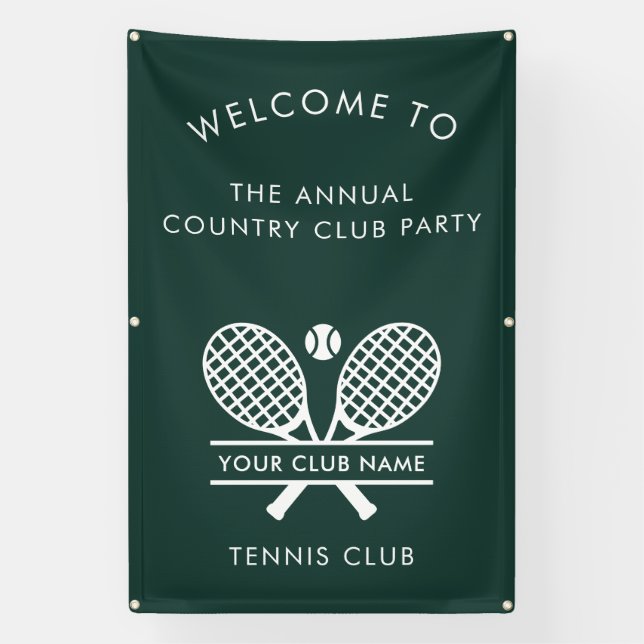 Country Club Name Tennis Team Events Green Welcome Banner (Vertical)