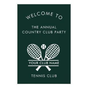 Country Club Name Tennis Team Events Green Welcome Poster