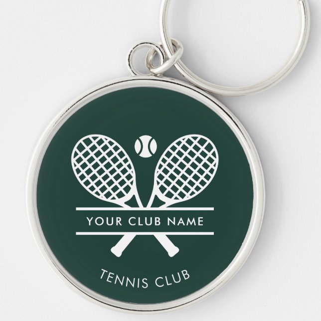 Country Club Name Tennis Team Green Custom Key Ring (Front)