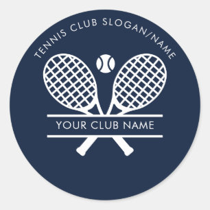 Country Club Name Tennis Team Navy Blue Custom Classic Round Sticker