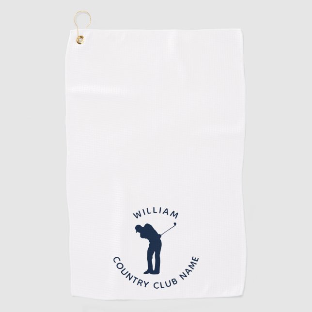 Country Club Players Navy Blue Custom Golf Towel (Front)