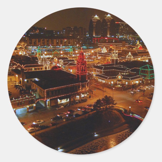 Country Club Plaza, Kansas City, Holiday Lights Classic Round Sticker (Front)