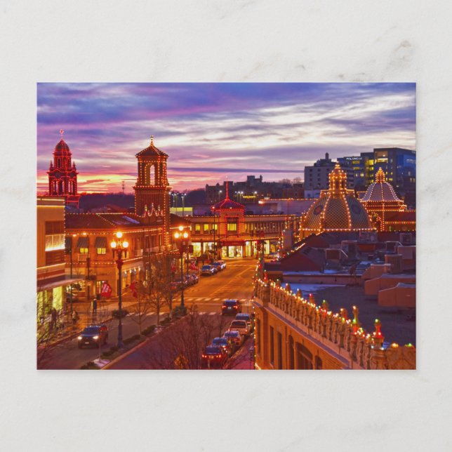 Country Club Plaza Lights, Sunset, Kansas City, MO Postcard (Front)