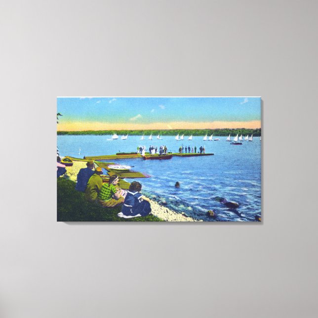 Country Club View of Sailboat Regatta # 2 Canvas Print (Front)