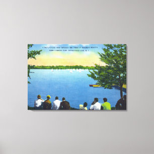Country Club View of Sailboat Regatta on Lake Canvas Print