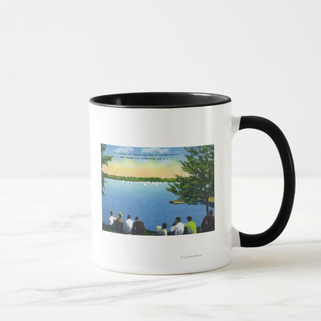 Country Club View of Sailboat Regatta on Lake Mug (Right)
