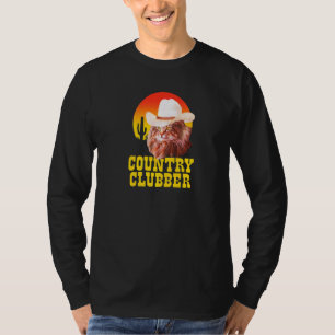 Country Clubber Cowboy Hat Cat Country Western Mu T-Shirt