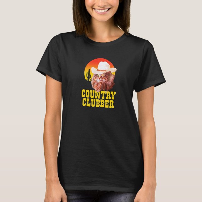 Country Clubber Cowboy Hat Cat  Country Western Mu T-Shirt (Front)