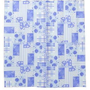 Country Cornflower Blue Shower Curtain
