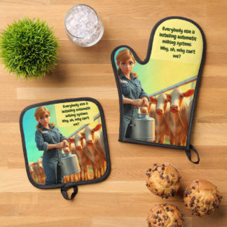 Country Cosy Milking Oven Mitt and Pot Holder Set