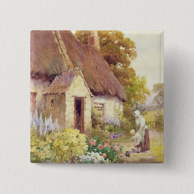 Country Cottage 15 Cm Square Badge (Front)