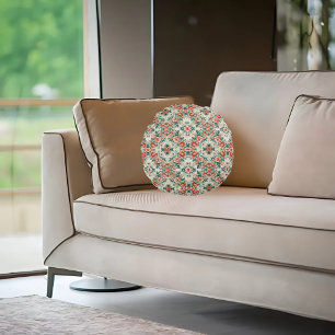 Country Cottage Floral Pattern Round Cushion