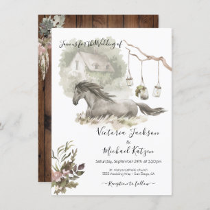 Country Cottage Horse Wedding Invitation