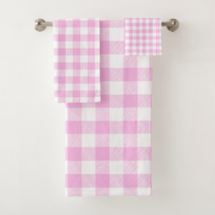 Country Cottage Pink Plaid Bath Towel Set