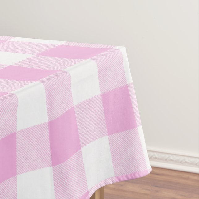 Country Cottage Pink Plaid Kitchen Tablecloth (In Situ)