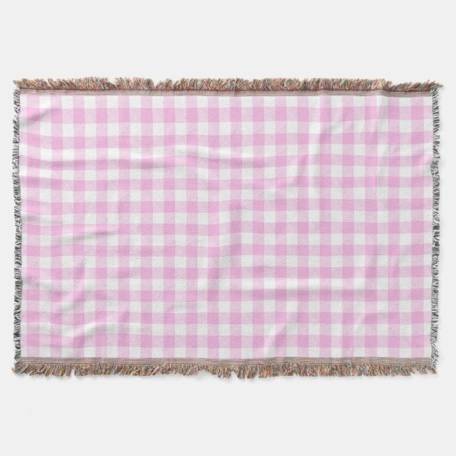 Country Cottage Pink Plaid Throw Blanket (Front)
