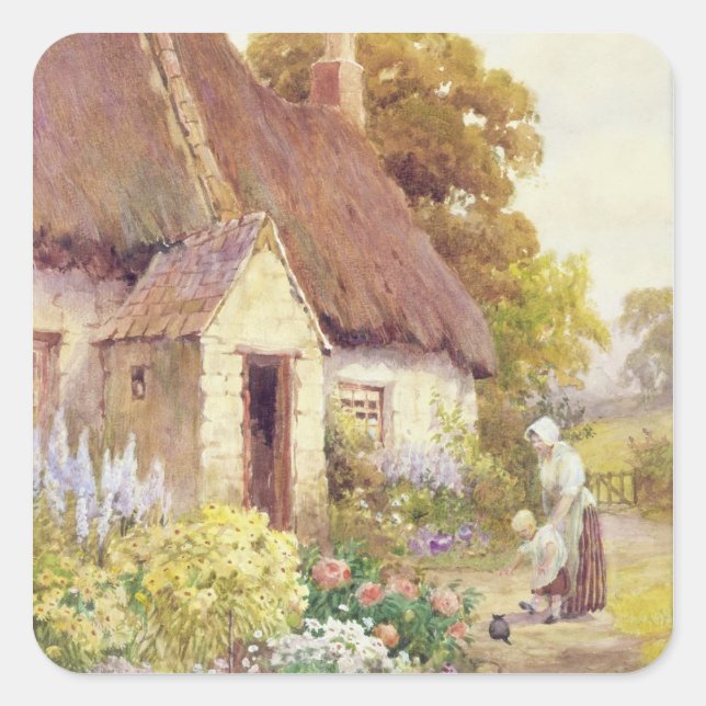 Country Cottage Square Sticker (Front)