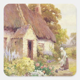 Country Cottage Square Sticker