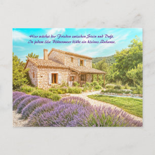 Country Cottage with Lavender Garden Landscape Holiday Postcard