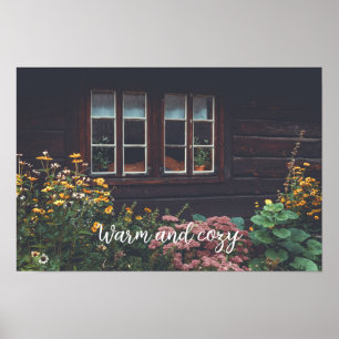 Country cottage with rustic garden poster