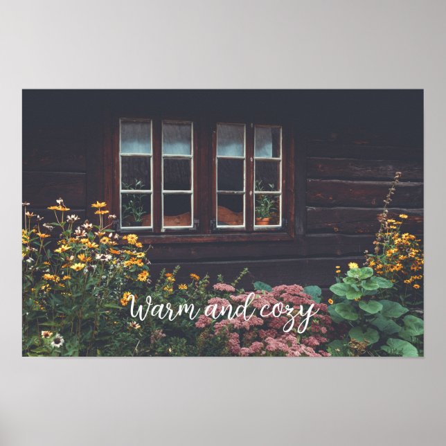 Country cottage with rustic garden poster (Front)