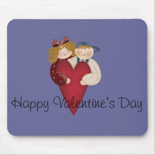 Country Couple Happy Valentine's Day Mouse Mat
