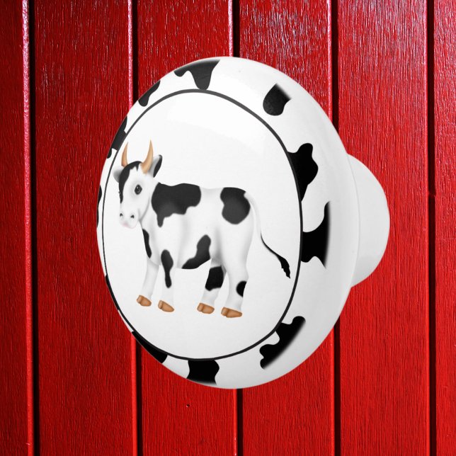 Country Cow cartoon ceramic knob (Creator Uploaded)