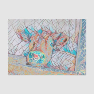 Country Cow In Barn Rustic Mosaic Art Funny Farm Tissue Paper