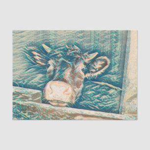 Country Cow In Barn Rustic Teal Brown Funny Farm Tissue Paper