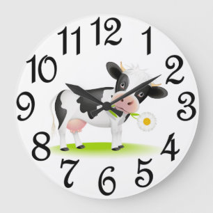 Country Cow Large Clock