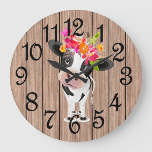 Country Cow Large Clock