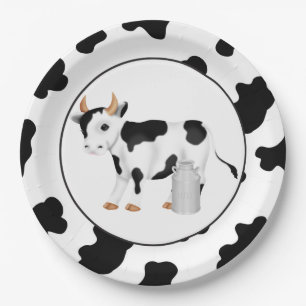 Country cow party paper plates