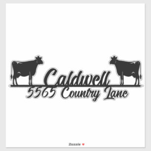 Country Cow Personalised Mailbox Address Sticker