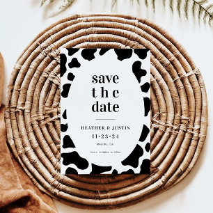 Country Cow Print Cow Themed Wedding Save The Date Invitation
