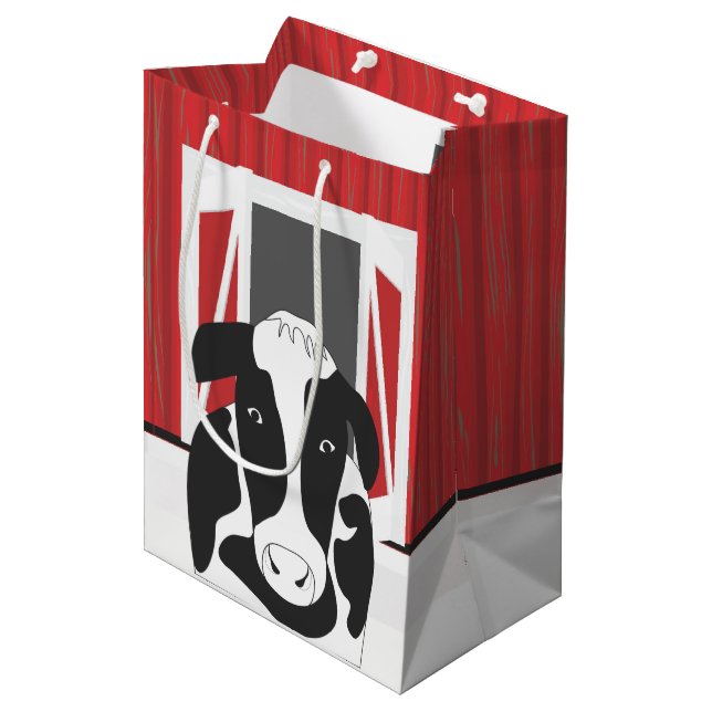 Country Cow with a Barn MGB Medium Gift Bag (Front Angled)