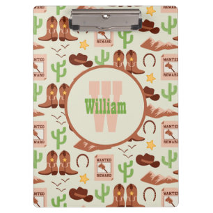 Country Cowboy Boots Stick Horse Desert Western Clipboard