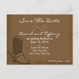 Country Cowboy Boots Wedding Save The Date Cards