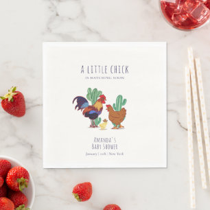 Country Cowboy Cactus Rooster Chicken Baby Shower Napkin