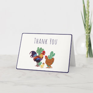 Country Cowboy Cactus Rooster Chicken Baby Shower Thank You Card