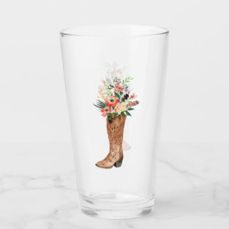Country Cowboy Cowgirl Boot Wedding Glass