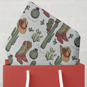 Country Cowboy Howdy Christmas Grey Tissue Paper
