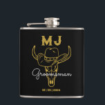 Country Cowboy Personalised Groomsmen Monogram Hip Flask<br><div class="desc">Personalised gifts for groomsmen with old western cowboy theme. Decorated with cowboy hat with vintage western font. Text and background colour are editable using the Design Tool to fit your occasion. Get this customise gift for wedding,  bachelor party,  engagement party or any other special occasions.</div>