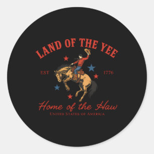 Country Cowboy Rodeo Patriotic Usa Western Land Of Classic Round Sticker