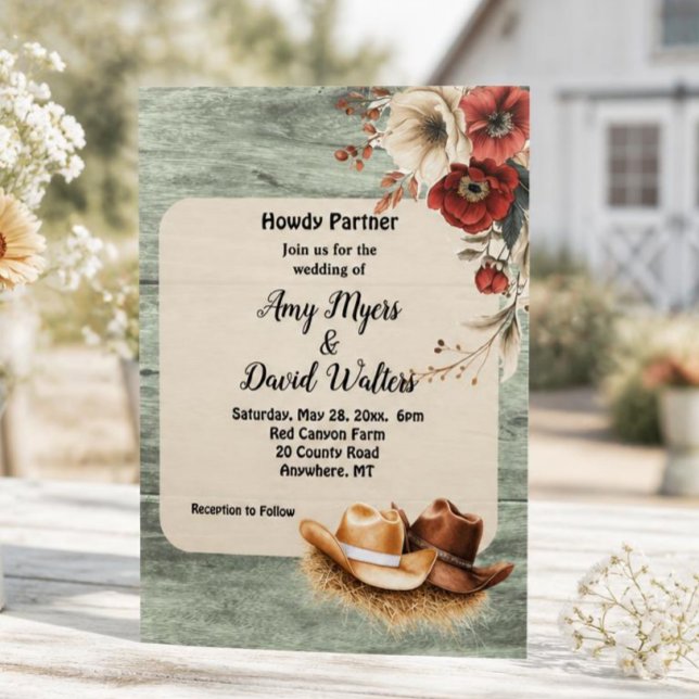 Country Cowboy Western Wedding Invitation (rust) (Creator Uploaded)