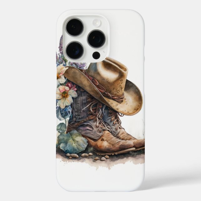 Country Cowgirl Boots Flower Hat Texas Case-Mate iPhone Case (Back)