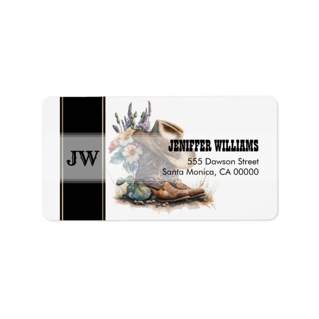 Country Cowgirl Boots Flower Hat Texas Label (Front)