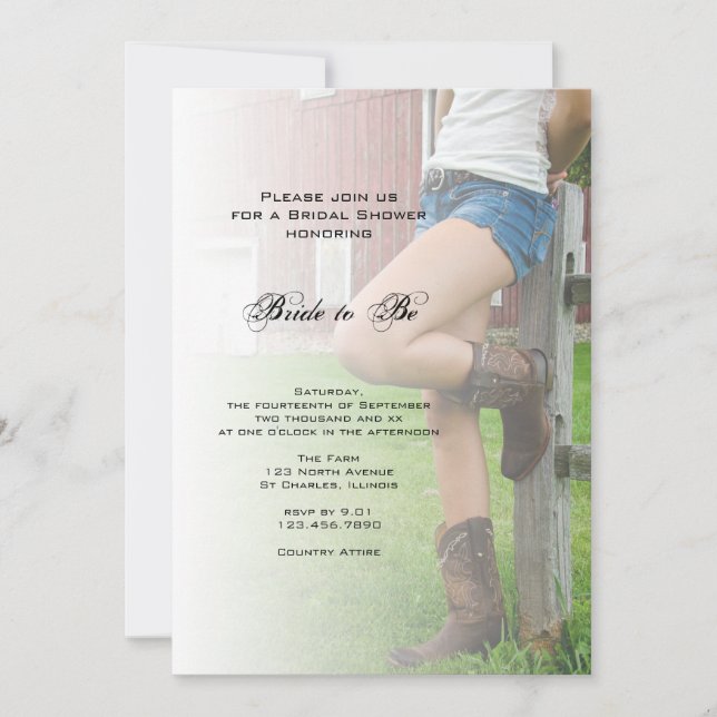 Country Cowgirl Bridal Shower Invitation (Front)