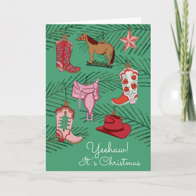 Country Cowgirl Christmas Folded Greeting Card (Front)