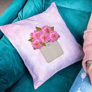 Country Crock Of Peonies  Cushion